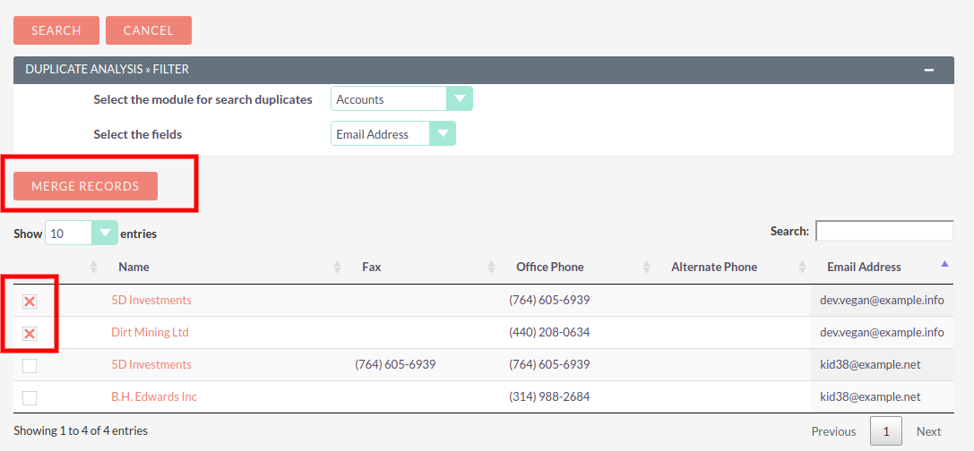 User-friendly CRM dashboard for duplicate record analysis