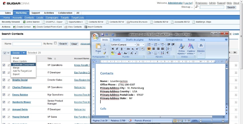 Seamless document generation in Microsoft Word and Excel formats