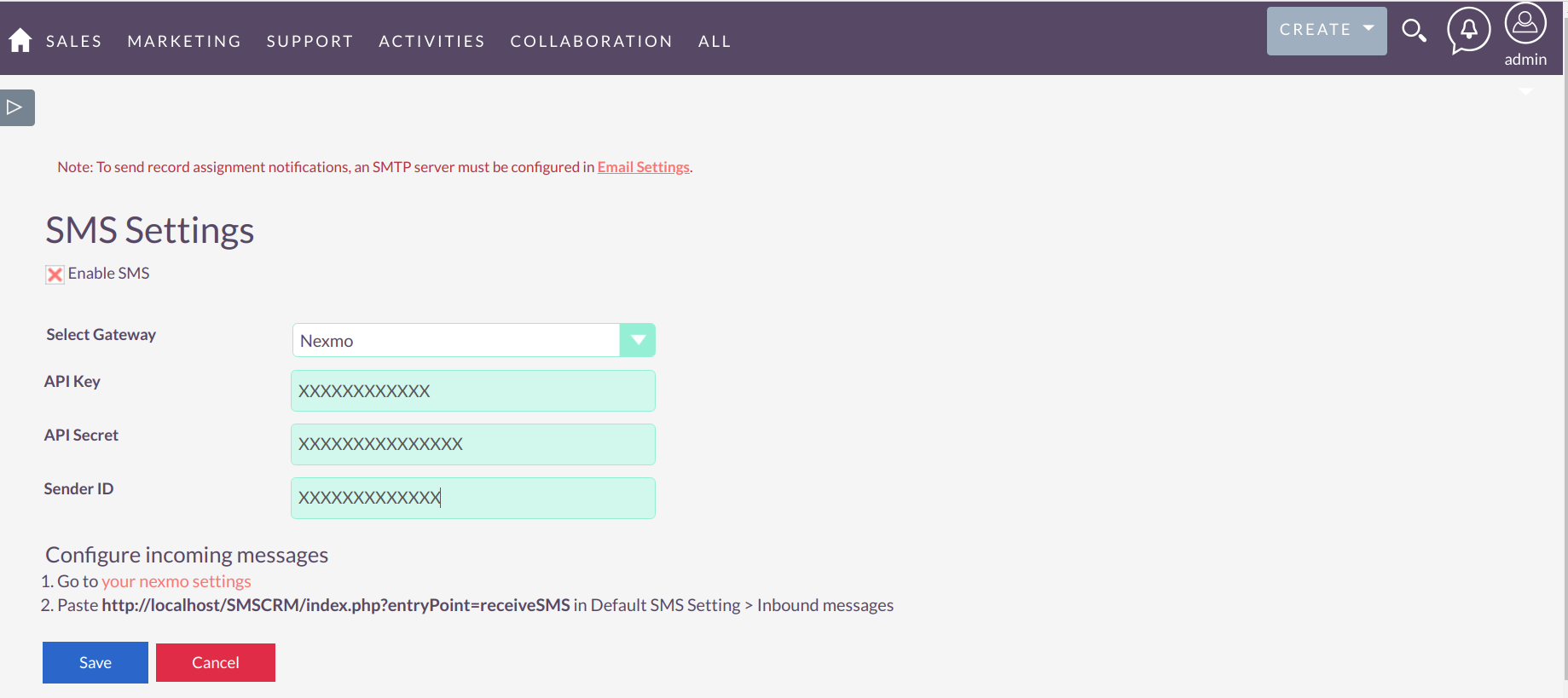 Select and Configure SMS Gateway